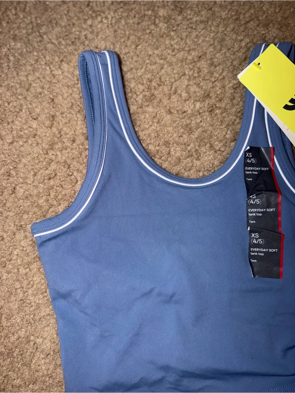 NWT all in motion Girls' Royal Blue Tank Top with White Trim